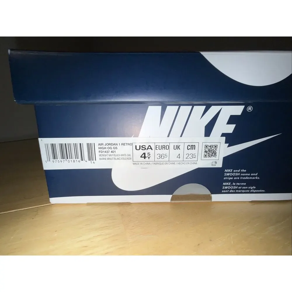 Nike Jordan 1 Retro High Midnight Navy GS Size 4.5Y 6 Women’s FD1437-401 NEW